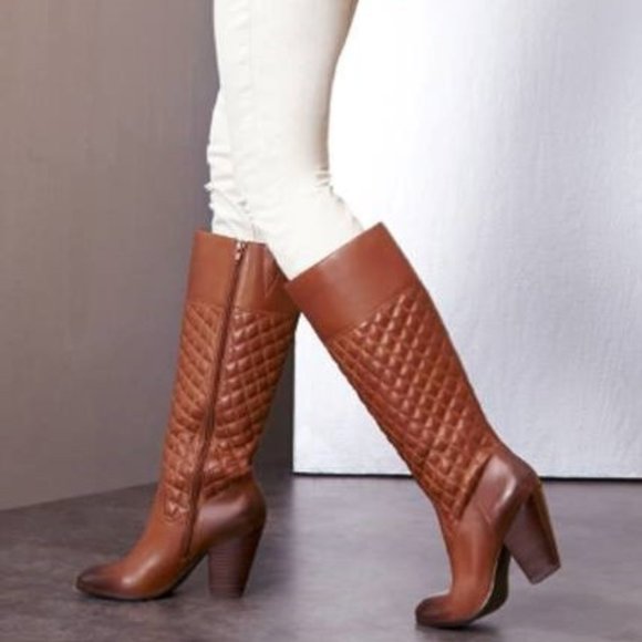 SIZE 9 Sole Society Quilted Brown Leather Boots EUC, "Bryan" - Picture 3 of 13